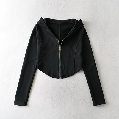 Naiste asümmeetriline kolmevärviline kapuutsiga dressipluus