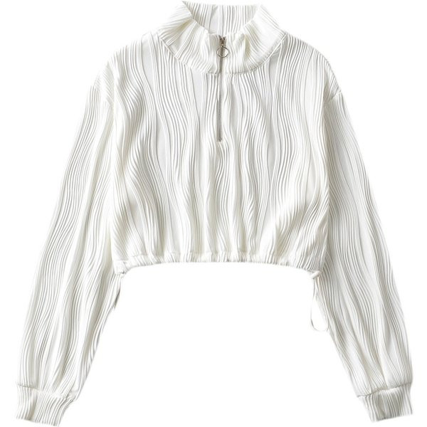 Κοντό γυναικείο φούτερ με ψηλό γιακά και φερμουάρ