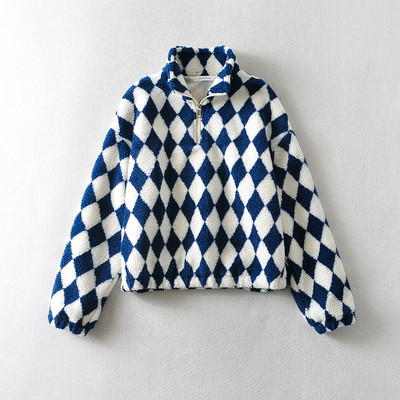 Tõmbluku ja kõrge kraega naiste suleline dressipluus