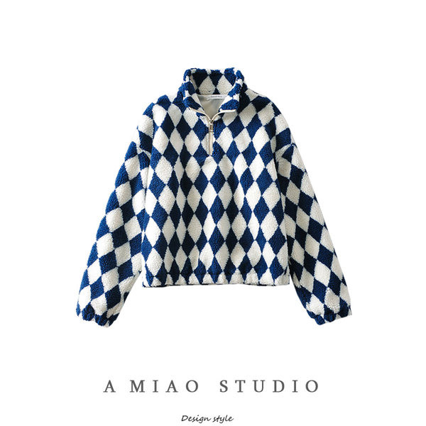 Tõmbluku ja kõrge kraega naiste suleline dressipluus