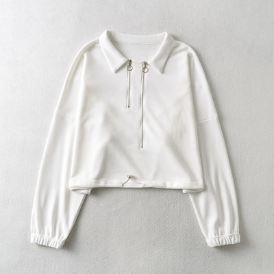 Ühevärviline tõmbluku ja pikkade varrukatega naiste dressipluus