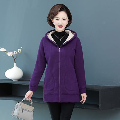 Női poláris pulóver kapucnival és cipzárral