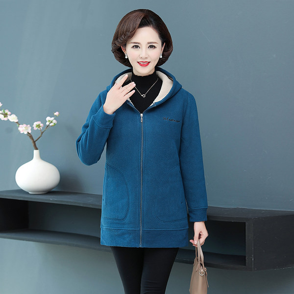 Női poláris pulóver kapucnival és cipzárral