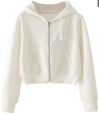 Igapäevane kapuutsiga naiste dressipluus - valget värvi