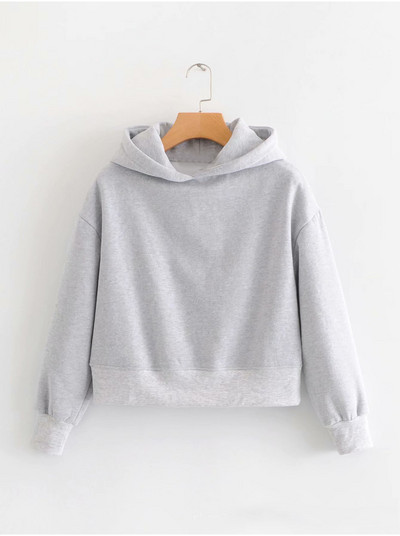 Ühevärviline kapuutsiga naiste dressipluus