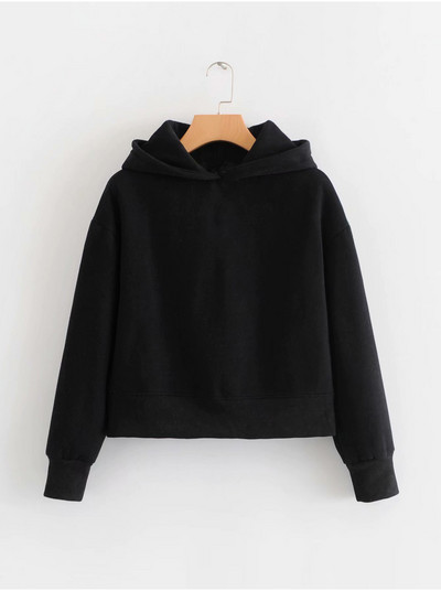 Ühevärviline kapuutsiga naiste dressipluus