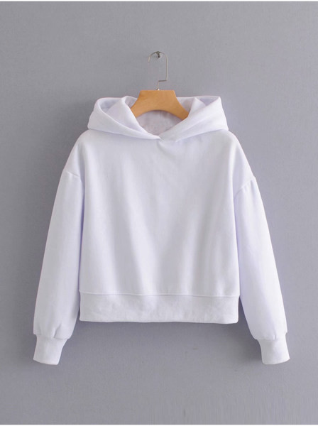 Ühevärviline kapuutsiga naiste dressipluus