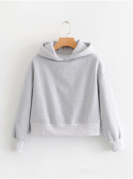 Ühevärviline kapuutsiga naiste dressipluus