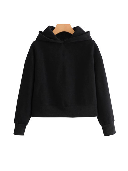 Ühevärviline kapuutsiga naiste dressipluus