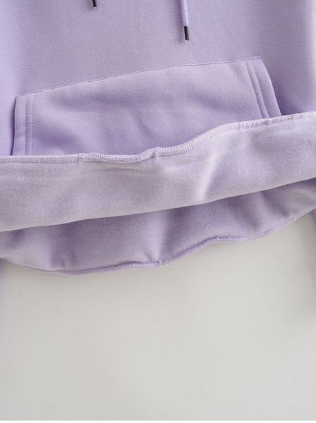 Ühevärviline tasku ja kapuutsiga naiste dressipluus