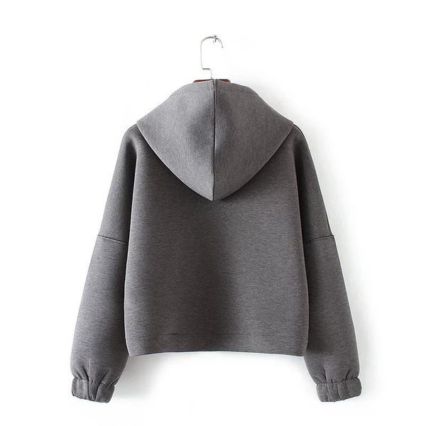 Γυναικείο φούτερ με κουκούλα - γκρι χρώμα