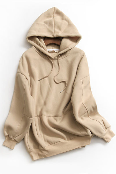 Kapuutsi ja lipsudega naiste dressipluus - kahes värvitoonis