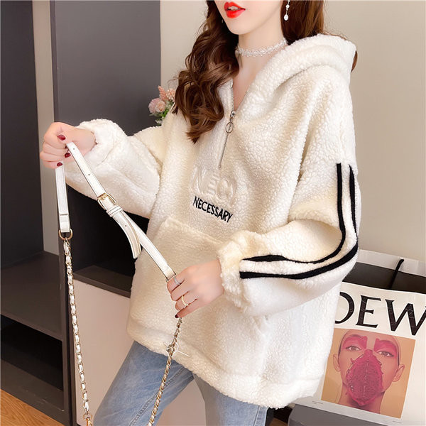 Naiste ääristega suleline dressipluus - valget värvi