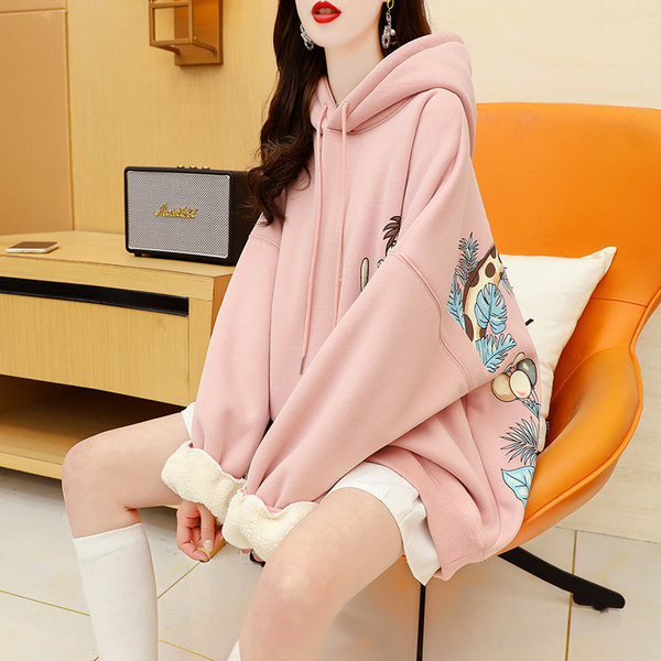 Polaarvoodri ja värvitrükiga pikk naiste dressipluus