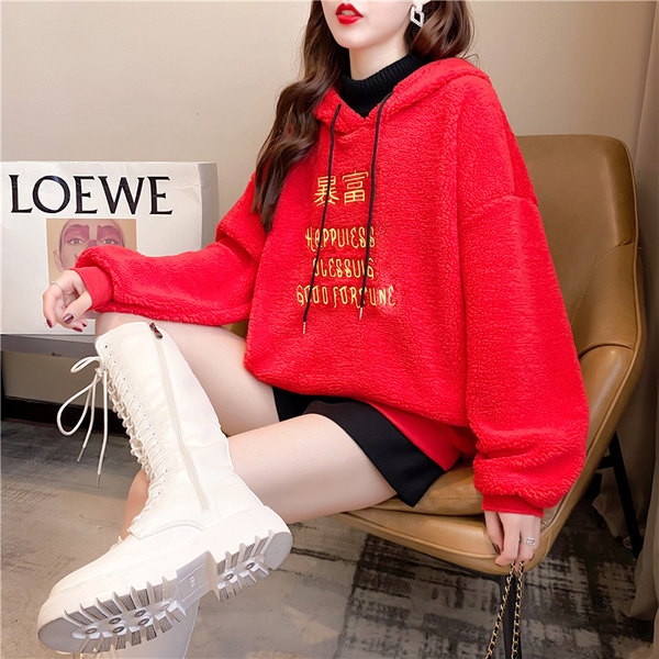 Polar naiste dressipluus tikandi ja punase kapuutsiga