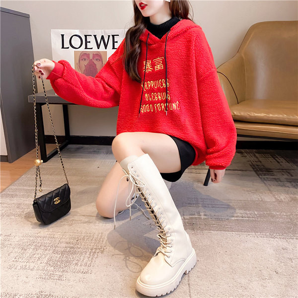 Polar naiste dressipluus tikandi ja punase kapuutsiga