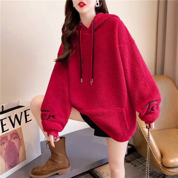 Naiste kapuutsiga suleline dressipluus - tsüklameni värvi