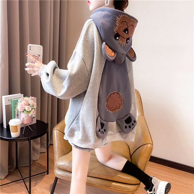 Kapuutsiga ja 3D rakendusega naiste dressipluus uus mudel