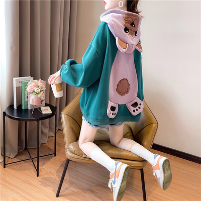 Kapuutsiga ja 3D rakendusega naiste dressipluus uus mudel