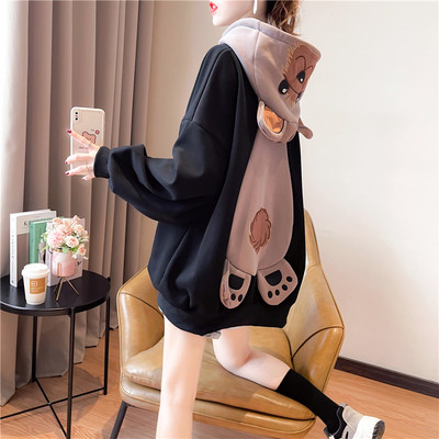 Kapuutsiga ja 3D rakendusega naiste dressipluus uus mudel