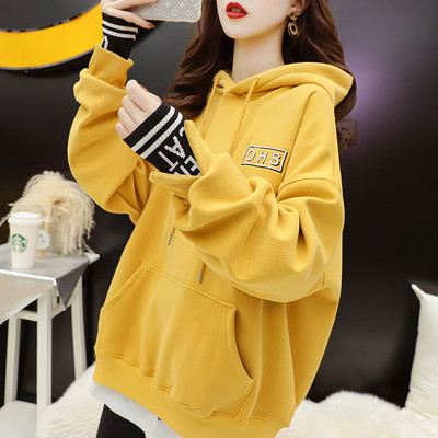 Laia mudeliga naiste dressipluus kapuutsi ja taskuga