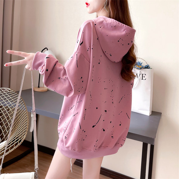 Laia mudeliga naiste dressipluus värvitrükiga ja kapuutsiga