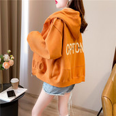 Naiste igapäevane kapuutsiga dressipluus musta ja oranži värviga