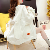 Γυναικείο φούτερ με έμβλημα και κουκούλα φαρδύ μοντέλο