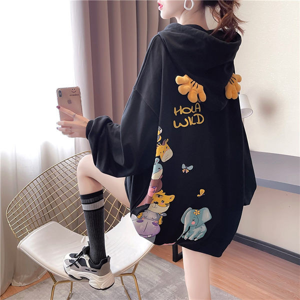 Värvilise aplikatsiooni ja kapuutsiga naiste dressipluus uus mudel