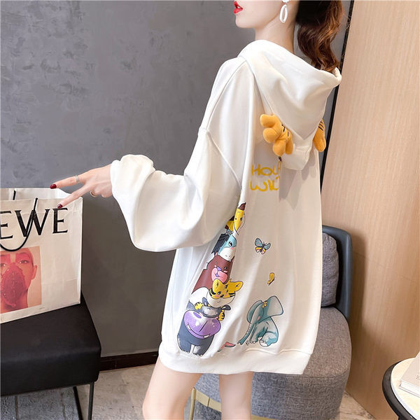 Värvilise aplikatsiooni ja kapuutsiga naiste dressipluus uus mudel