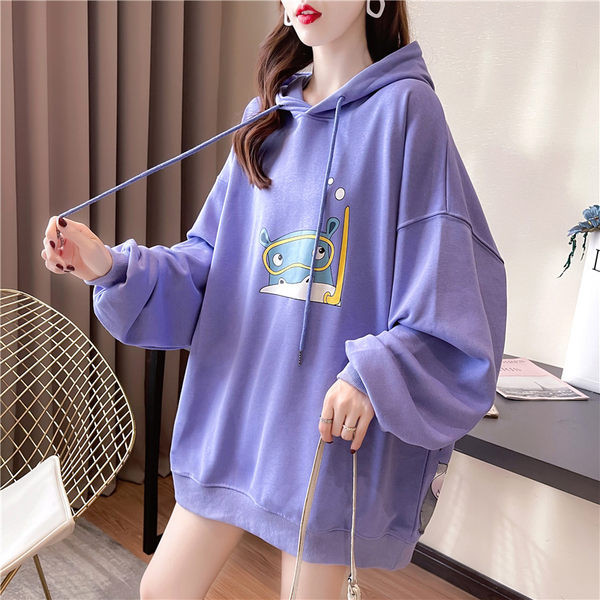 Värvilise aplikatsiooni ja kapuutsiga naiste dressipluus uus mudel