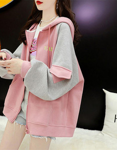 Φαρδύ μοντέλο γυναικείο φούτερ με φερμουάρ και κουκούλα