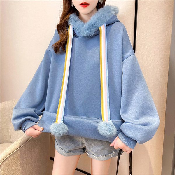 Γυναικείο φούτερφαρδύ μοντέλο με πούπουλο - τρία χρώματα