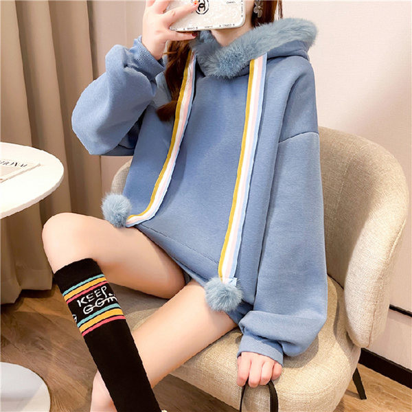 Γυναικείο φούτερφαρδύ μοντέλο με πούπουλο - τρία χρώματα