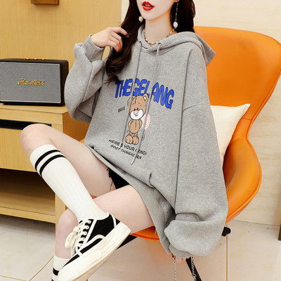 Sportlik naiste pikk aplikatsiooni ja lipsudega dressipluus