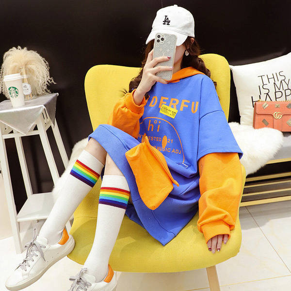 Γυναικείο φαρδύ μοντέλο φούτερ με τσέπη