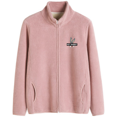 Puha női pulóver magas gallérú cipzárral és felirattal