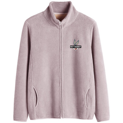 Puha női pulóver magas gallérú cipzárral és felirattal