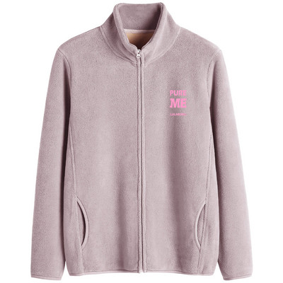 Puha női pulóver magas gallérú cipzárral és felirattal