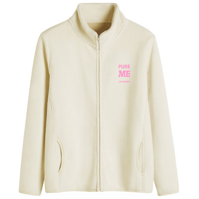 Puha női pulóver magas gallérú cipzárral és felirattal