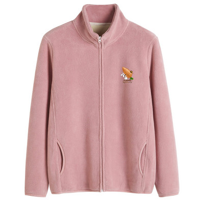 Puha női pulóver magas gallérú cipzárral és felirattal