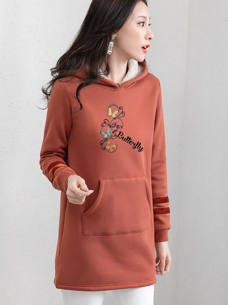 Uue mudeli naiste pikk dressipluus kapuutsi ja taskuga