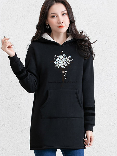 Uue mudeli naiste pikk dressipluus kapuutsi ja taskuga