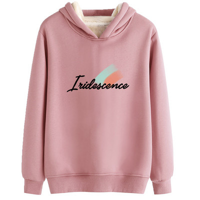 Naiste tepitud dressipluus kirja ja kapuutsiga