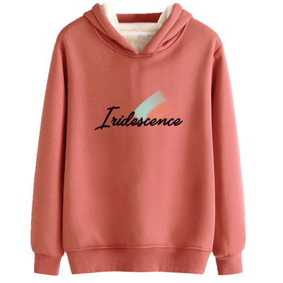 Naiste tepitud dressipluus kirja ja kapuutsiga