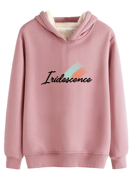 Naiste tepitud dressipluus kirja ja kapuutsiga