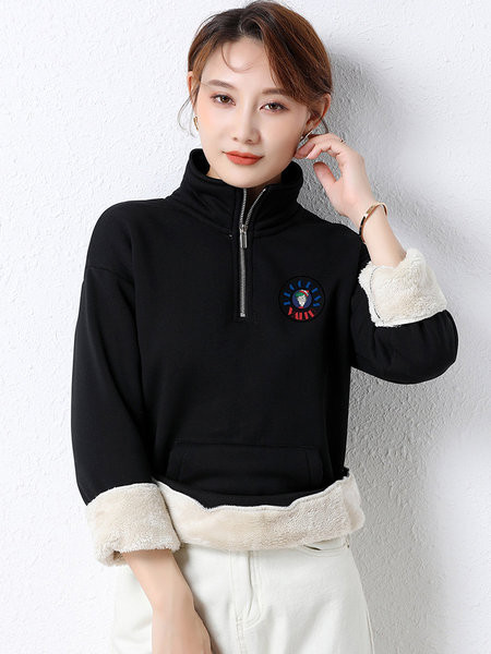 Naiste talvekampsun luku ja paksu sametvoodriga