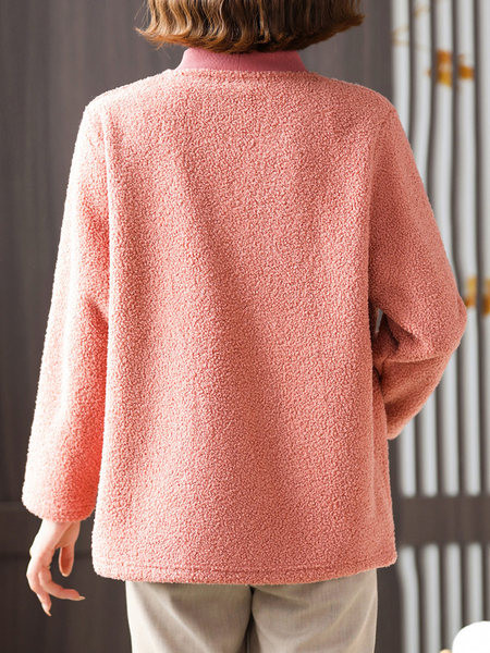 Νέο μοντέλο γυναικείο πουπουλένιο φούτερ με στρογγυλή λαιμόκοψη και τσέπες