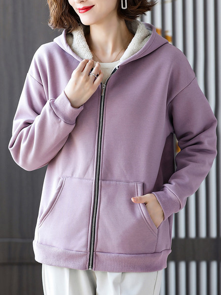 Naistele sooja voodri ja kapuutsiga talvine dressipluus