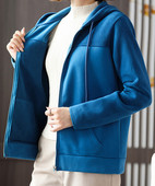 Uue mudeli kapuutsiga naiste sportlik dressipluus - sinine ja hall